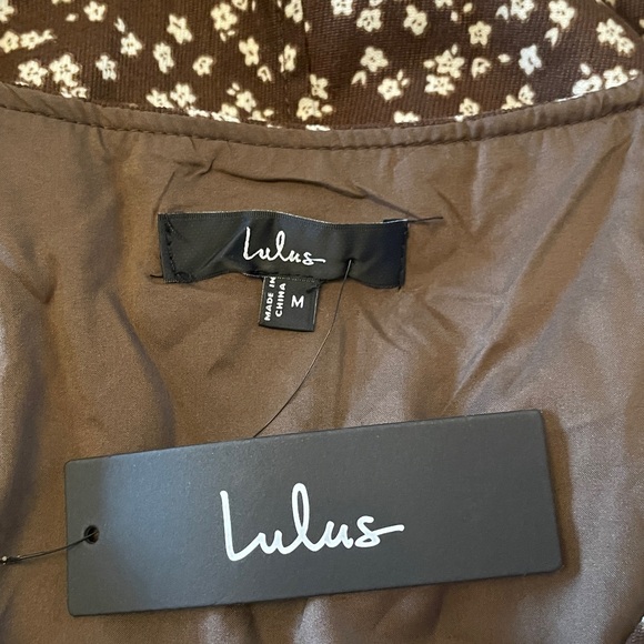New Lulus Adored Cutie Brown Floral Corduroy Button-Front Mini Dress Medium - Picture 5 of 5